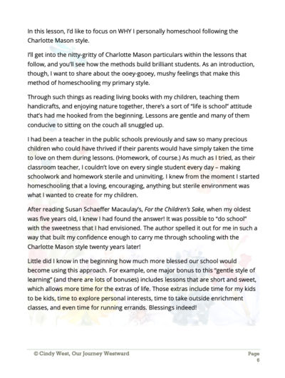 sample text from a homeschooling book